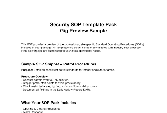 build and develop security post orders and operational procedures